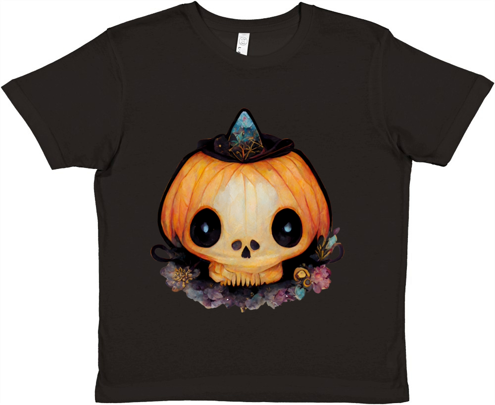 Cute Devil Pumpkin Gift for Halloween Shirt Premium Kids Crewneck T-shirt
