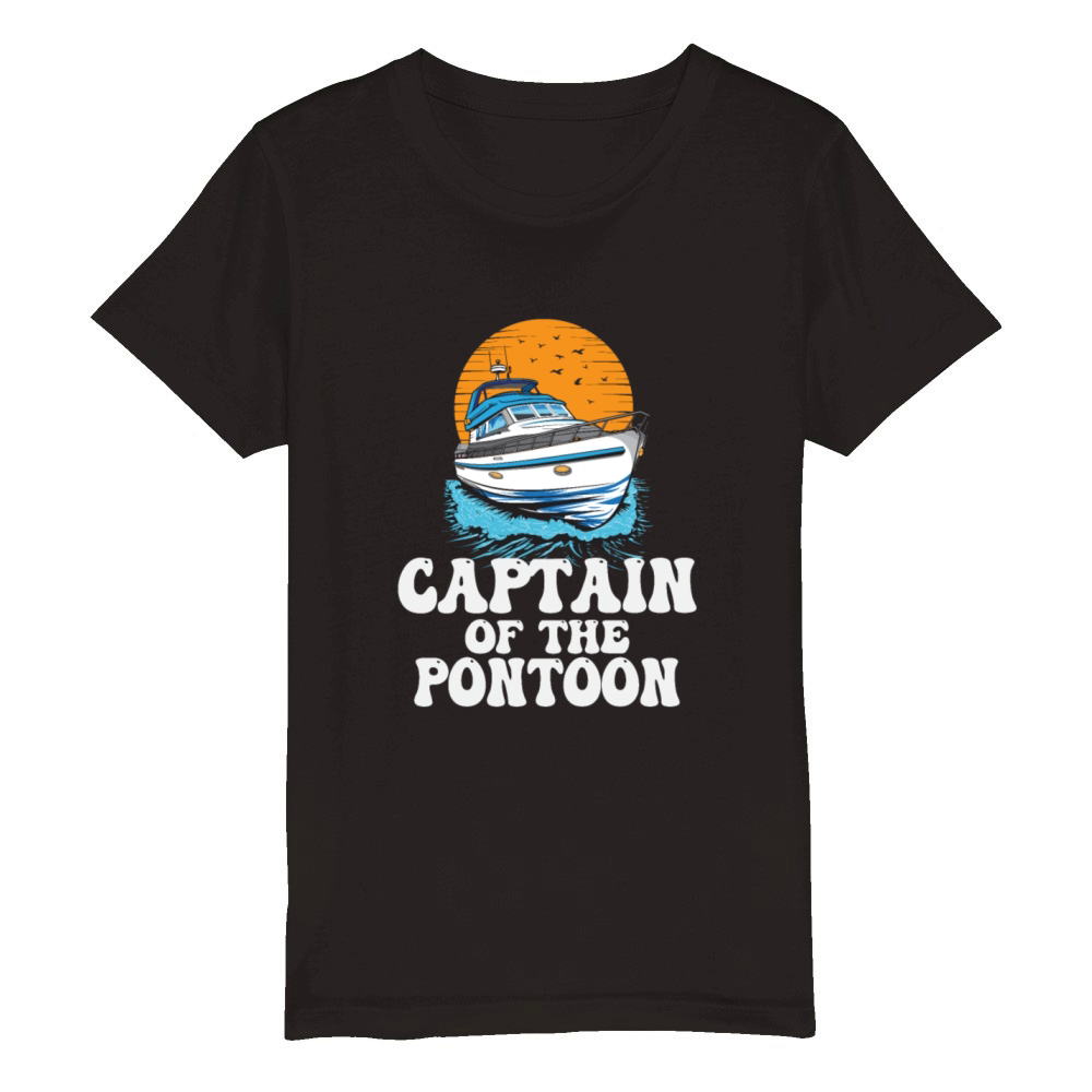 Captain Of The Pontoon Motorboat Owner Lake Life Organic Kids Crewneck T-shirt