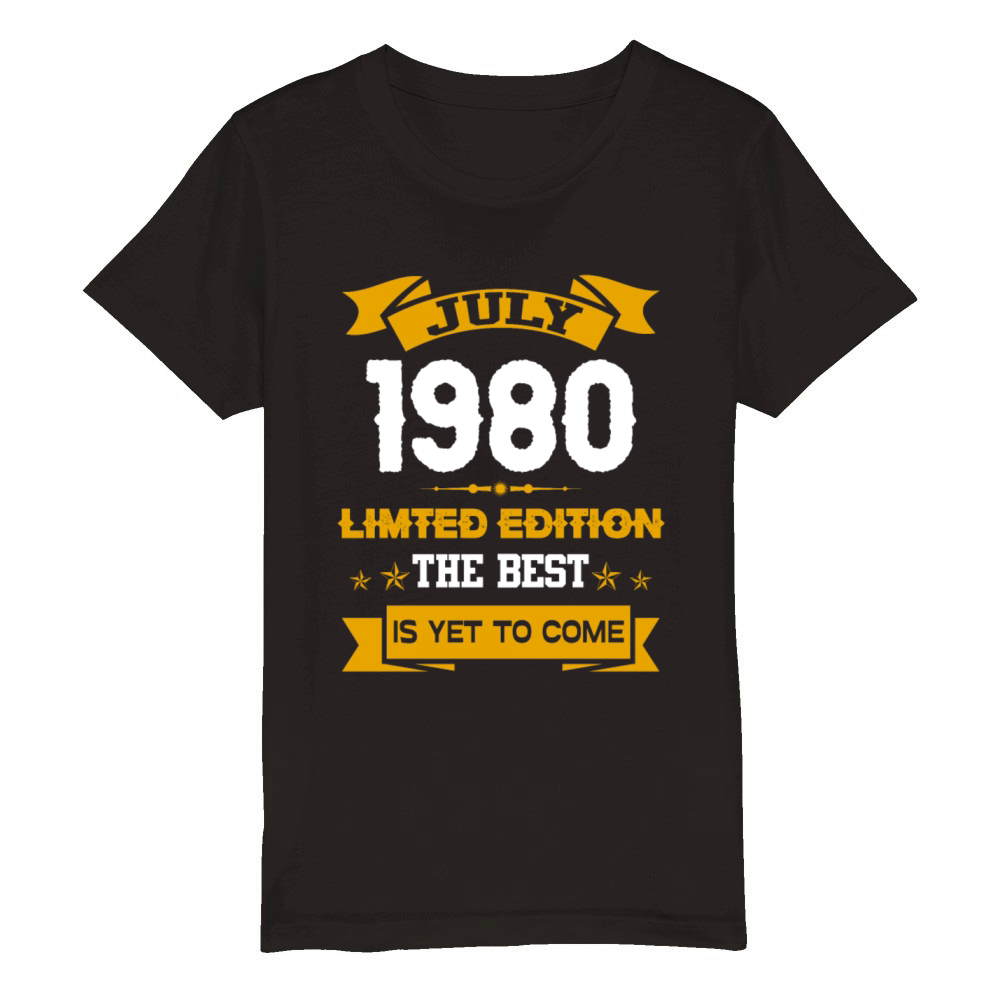 July 1980 Birthday Surprise Organic Kids Crewneck T-shirt