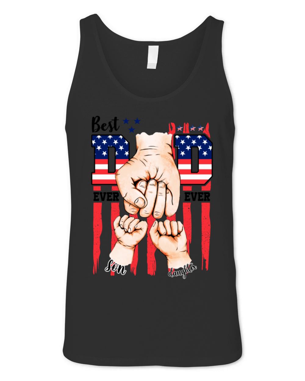 Best Dad Ever Team American Flag Fathers Day Unisex Jersey Tank