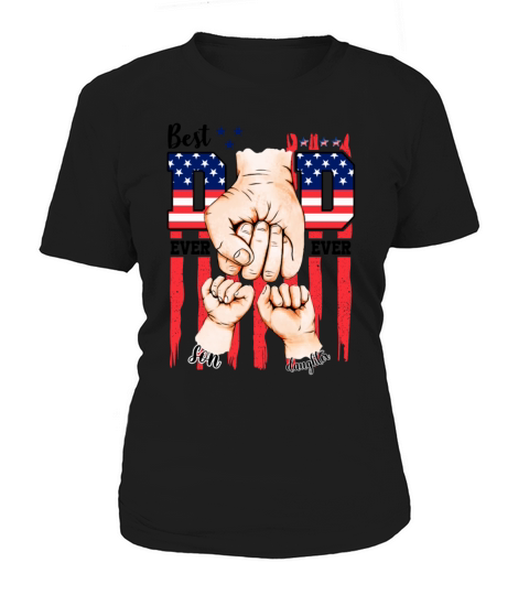 Best Dad Ever Team American Flag Fathers Day Women's T-Shirt