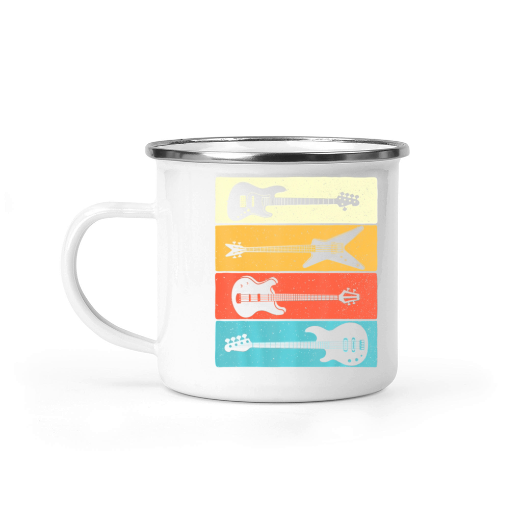 Retro Vintage Guitars Bass Guitar Music Lover Camping Mug