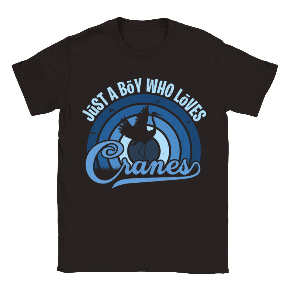 Funy Quote Just A Boy Who Loves A Cranes Blue 80s Classic Kids Crewneck T-shirt