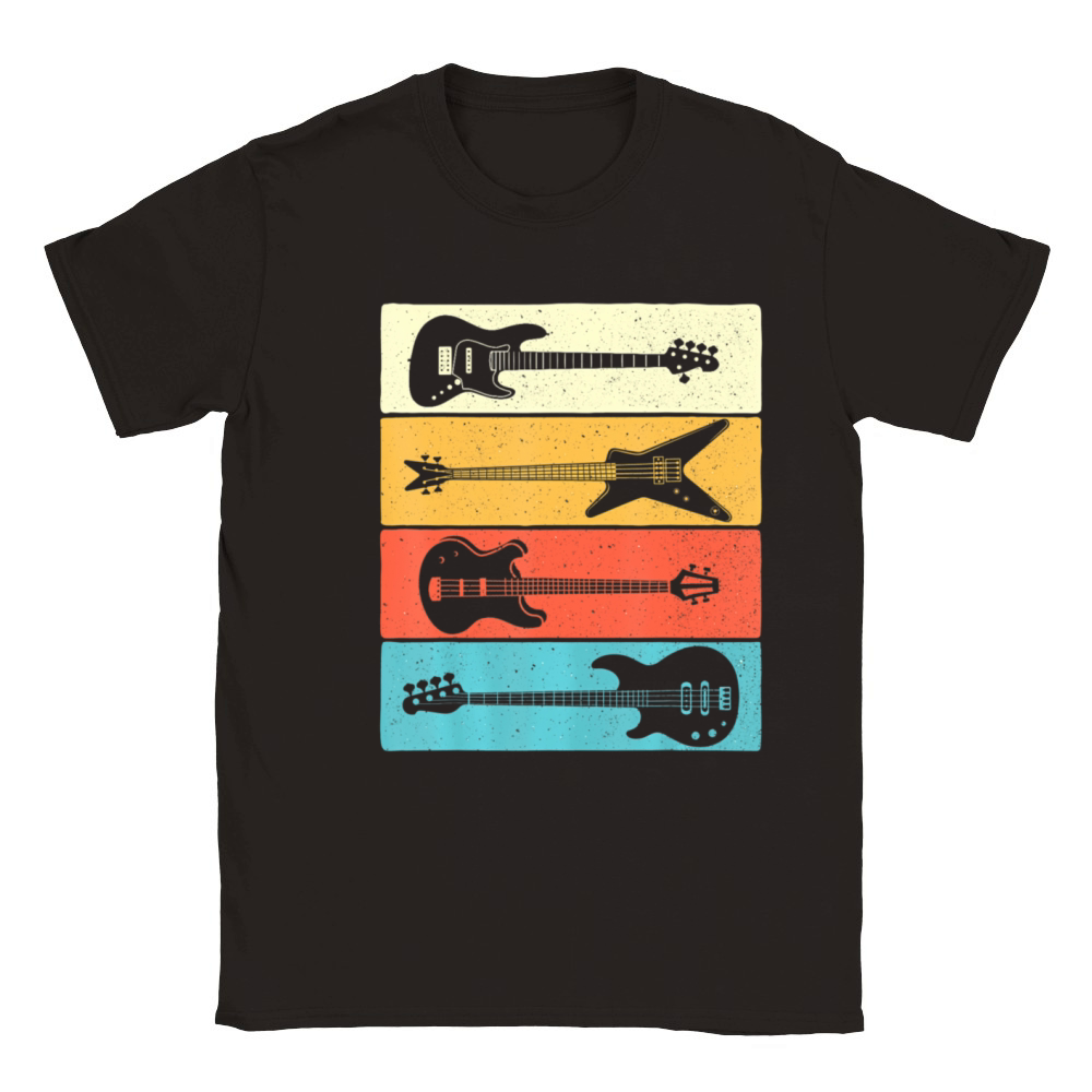 Retro Vintage Guitars Bass Guitar Music Lover Classic Kids Crewneck T-shirt