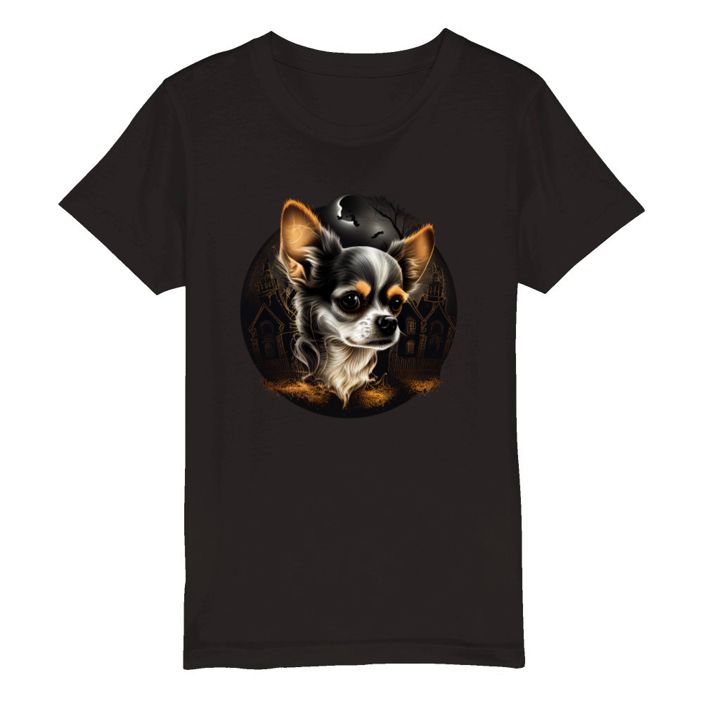 Chihuahua Halloween Costume - Scary Pumpkin Witch Organic Kids Crewneck T-shirt