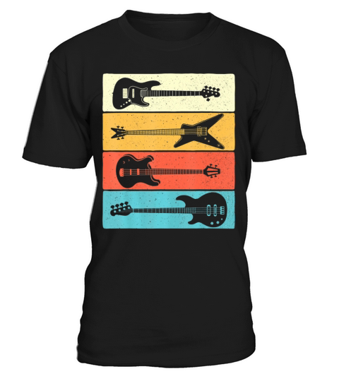 Retro Vintage Guitars Bass Guitar Music Lover T-Shirt Unisex