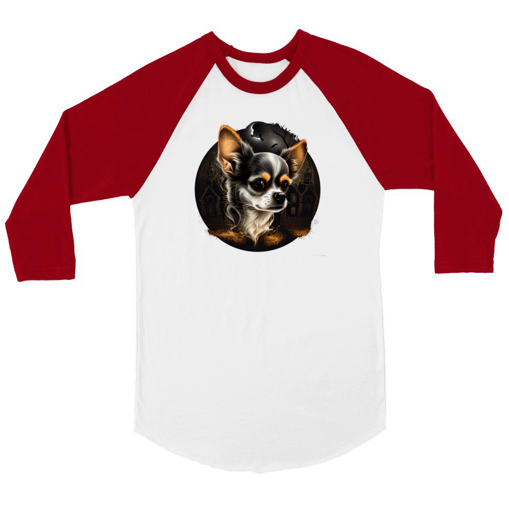Chihuahua Halloween Costume - Scary Pumpkin Witch Unisex ¾ sleeve Raglan T-shirt
