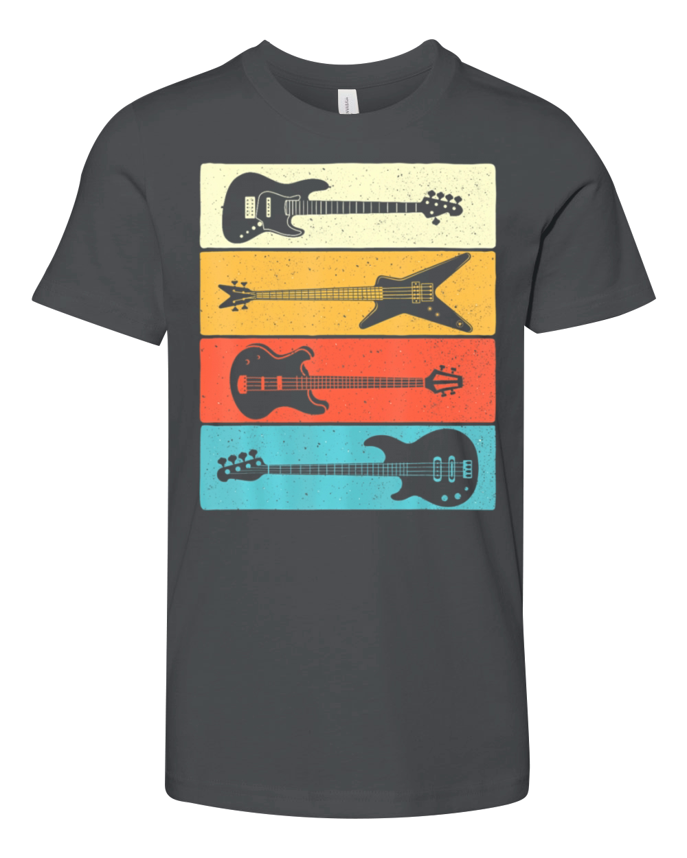 Retro Vintage Guitars Bass Guitar Music Lover Youth Unisex Jersey Tee