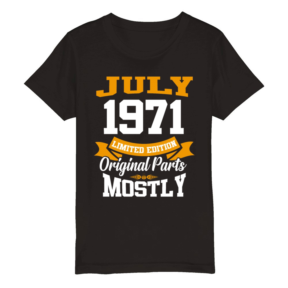July 1971 Vintage Birthday Present Organic Kids Crewneck T-shirt