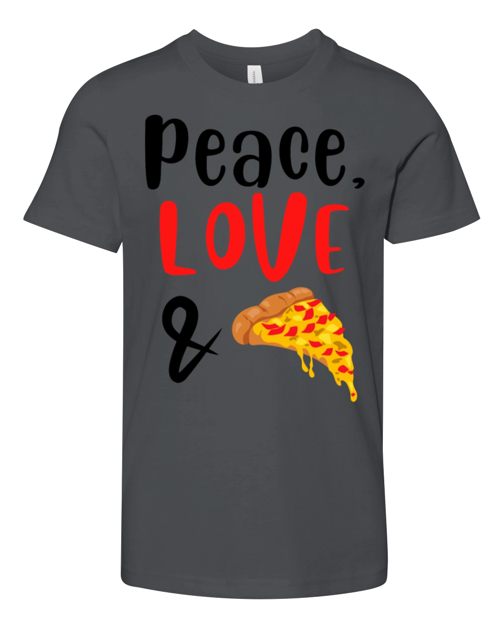 Peace Love and Pizza Slice Youth Unisex Jersey Tee