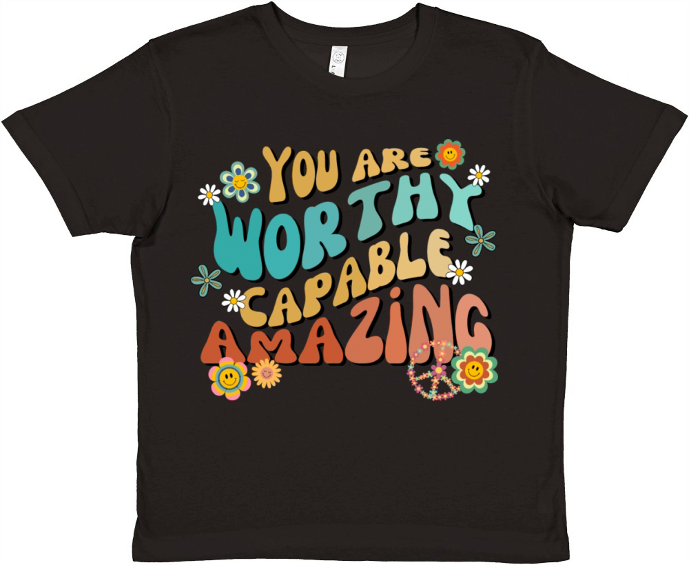 Groovy vibes you are worthy capable amazing Premium Kids Crewneck T-shirt