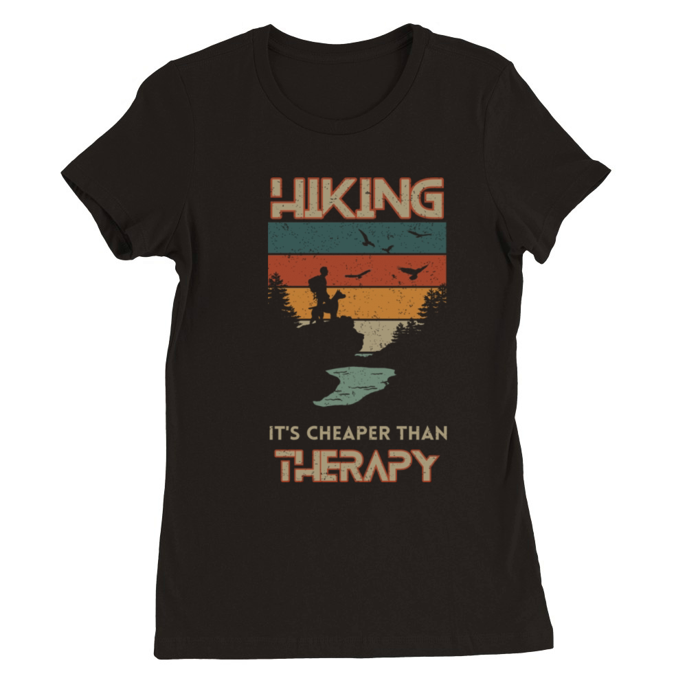 Hiking vintage retro Premium Womens Crewneck T-shirt