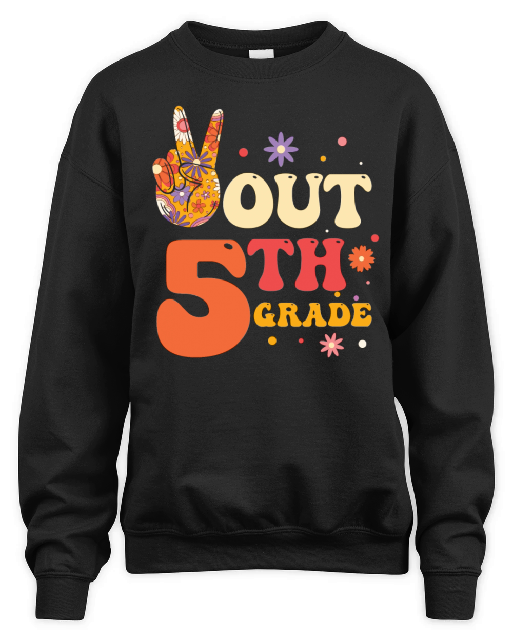 Peace Out 5th Grade Hippie Unisex Premium Crewneck Sweatshirt