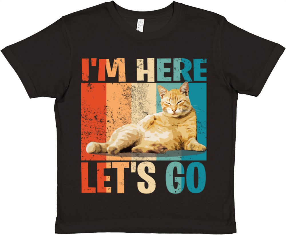 Funny Saying I m Here Lets Go Tired Cat Premium Kids Crewneck T-shirt