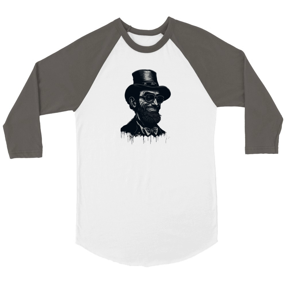 Funny Patriotic USA Abe Abraham Lincoln Sunglasses Unisex ¾ sleeve Raglan T-shirt
