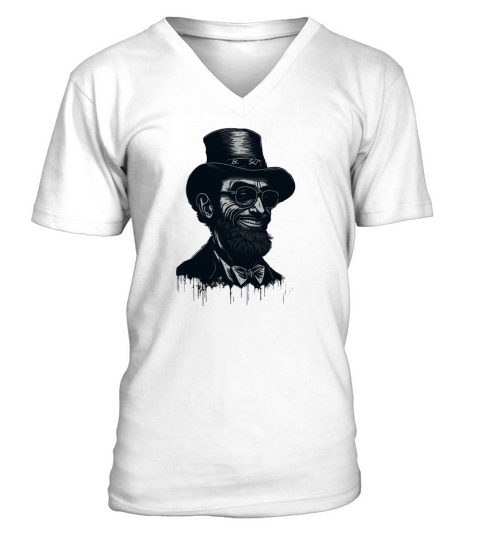 Funny Patriotic USA Abe Abraham Lincoln Sunglasses V-Neck T-shirt