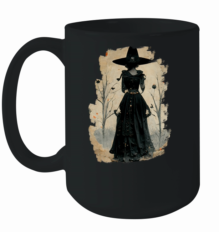 Halloween Vintage Chic Victorian Witch Silhouette Ceramic Mug