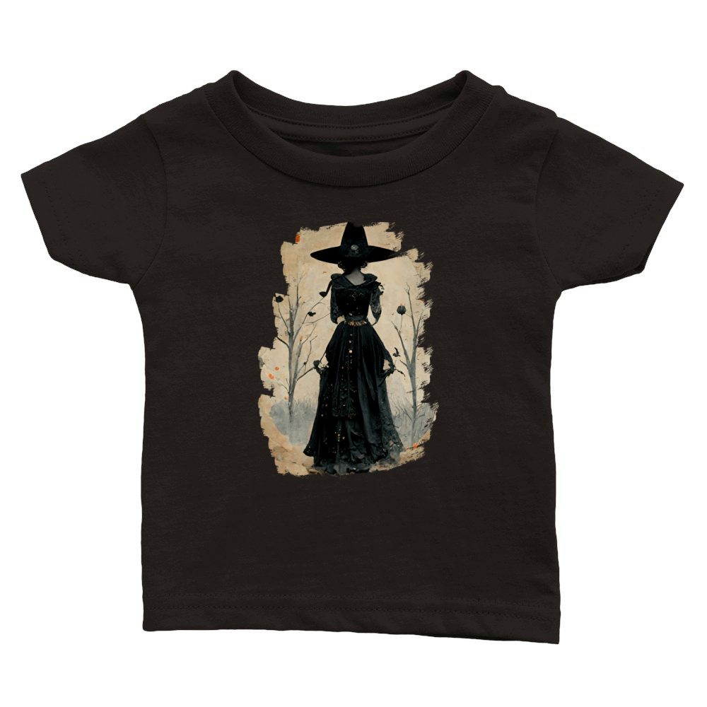 Halloween Vintage Chic Victorian Witch Silhouette Classic Baby Crewneck T-shirt