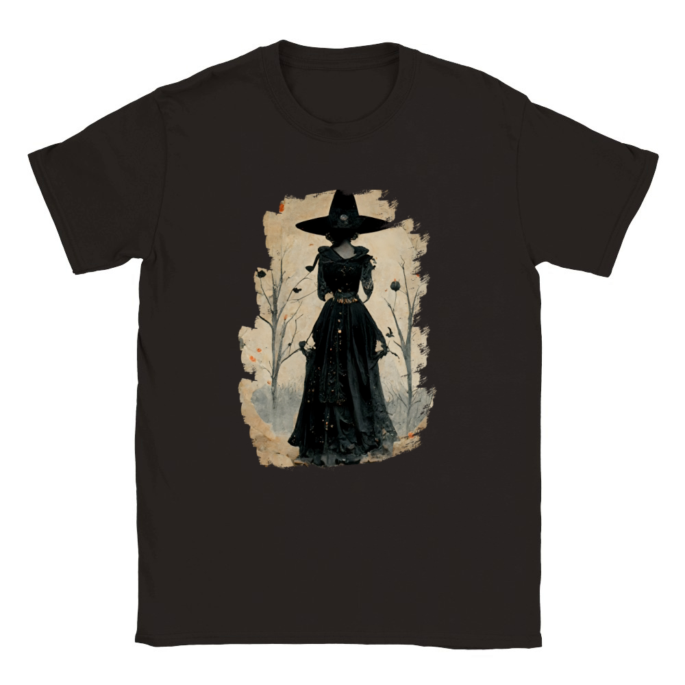 Halloween Vintage Chic Victorian Witch Silhouette Classic Kids Crewneck T-shirt