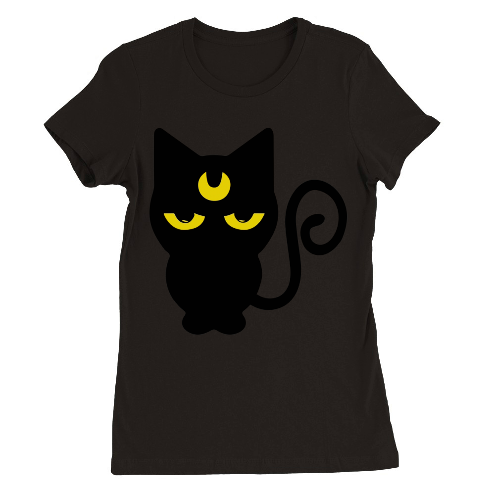 Halloween cat crescent moon sailor Premium Womens Crewneck T-shirt