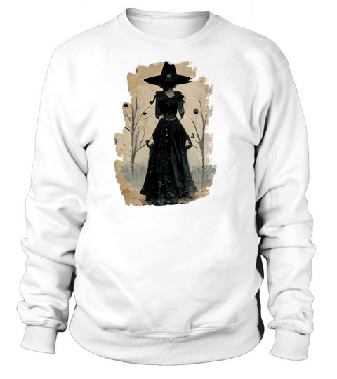 Halloween Vintage Chic Victorian Witch Silhouette Sweatshirt Unisex
