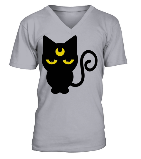 Halloween cat crescent moon sailor V-Neck T-shirt