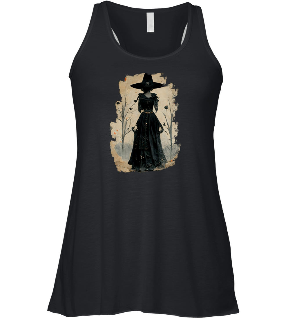 Halloween Vintage Chic Victorian Witch Silhouette Women's Flowy Tank Top