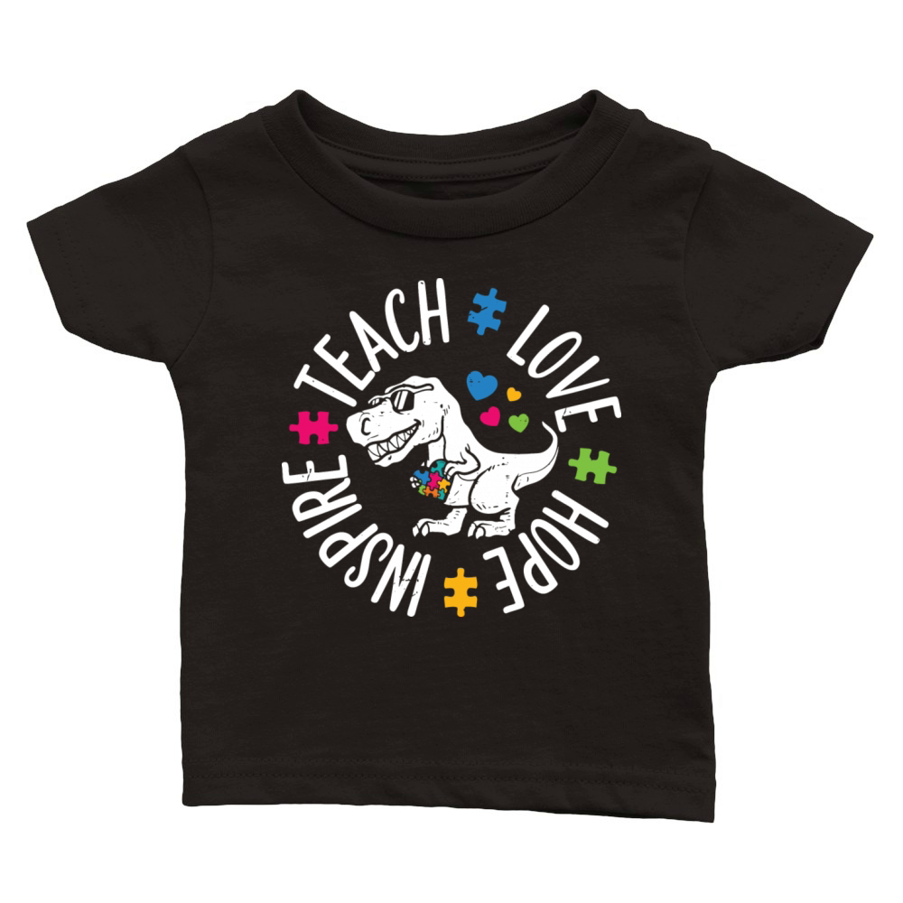 Kids Autism Awareness Trex Dino Baby Boy Classic Baby Crewneck T-shirt