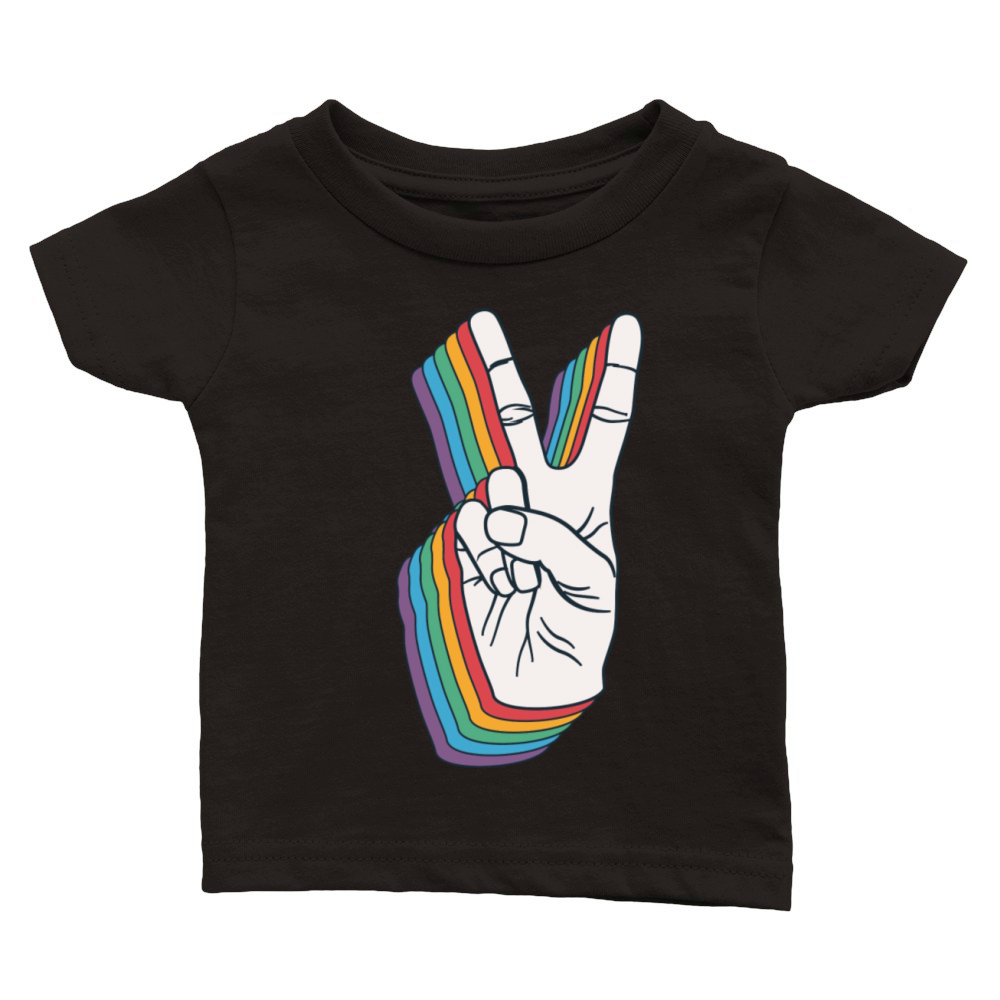 Peace Sign Peace Hand Sign Gesture Classic Baby Crewneck T-shirt