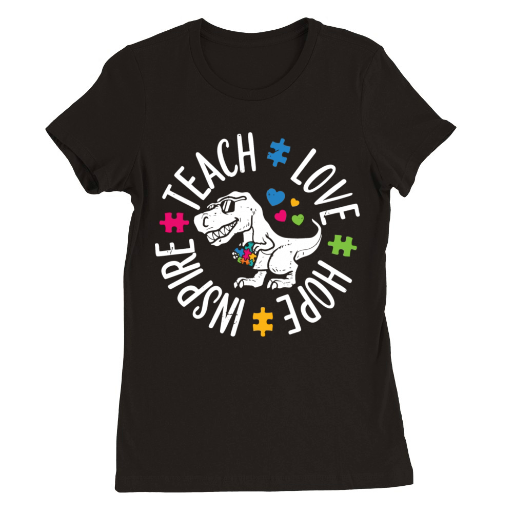 Kids Autism Awareness Trex Dino Baby Boy Premium Womens Crewneck T-shirt