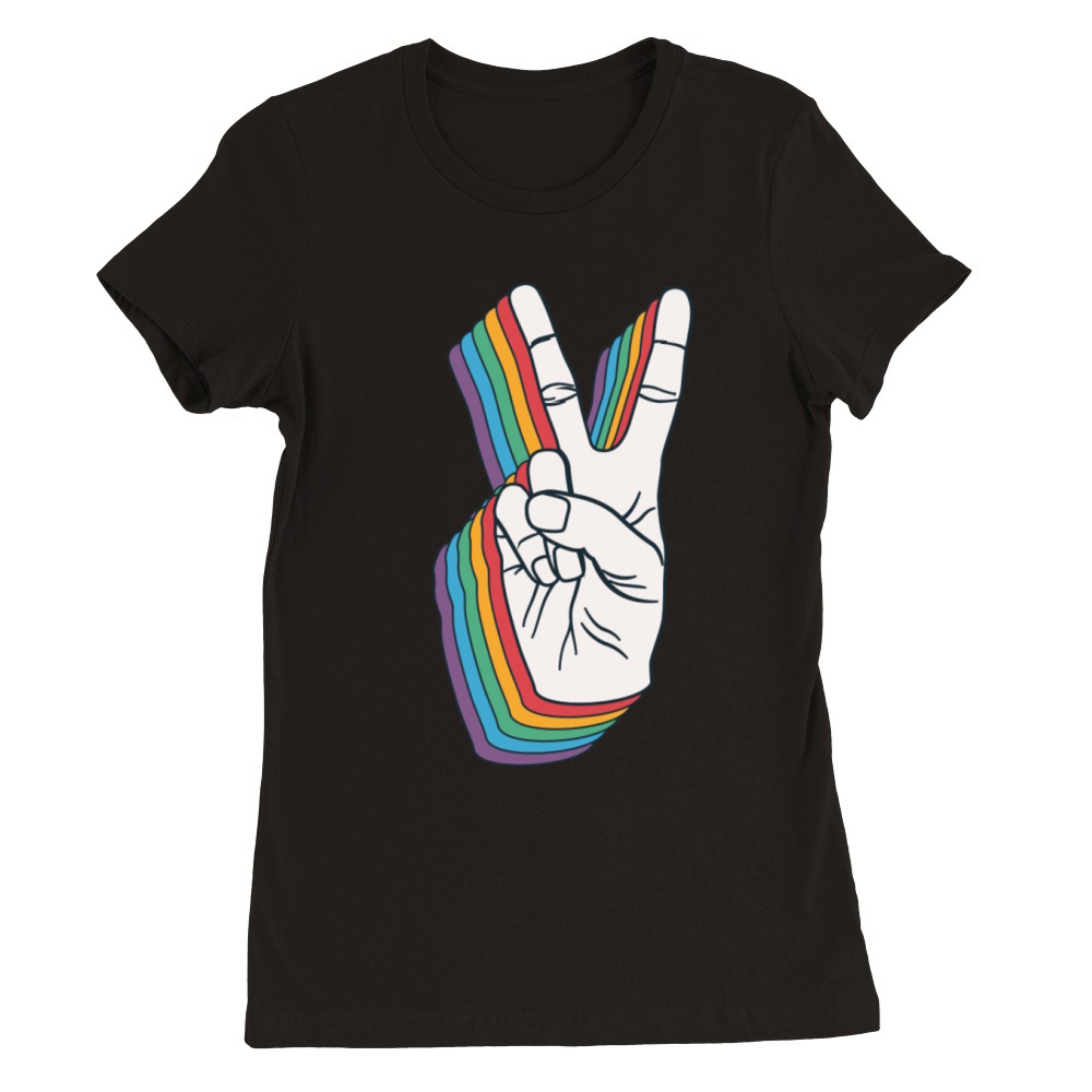 Peace Sign Peace Hand Sign Gesture Premium Womens Crewneck T-shirt