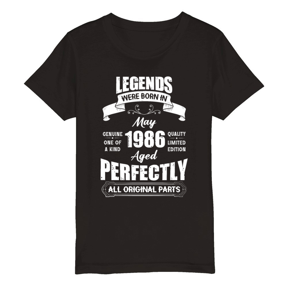 Legends Were Born In May 1986 Birthday Organic Kids Crewneck T-shirt