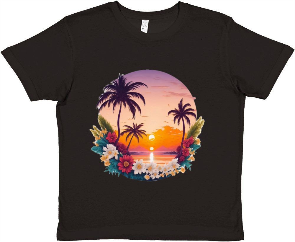 beautiful sunset summer with palm tree Premium Kids Crewneck T-shirt