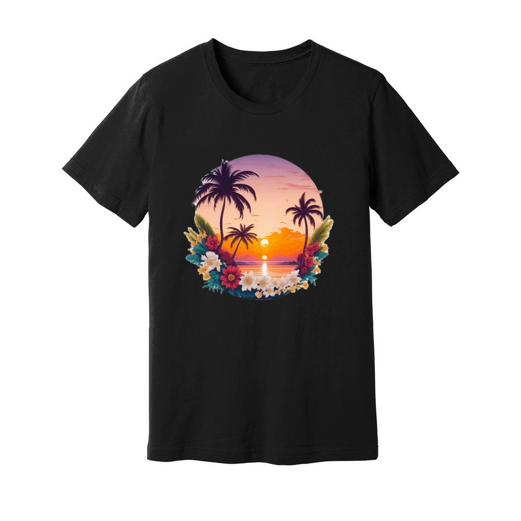 beautiful sunset summer with palm tree Unisex Jersey Tee