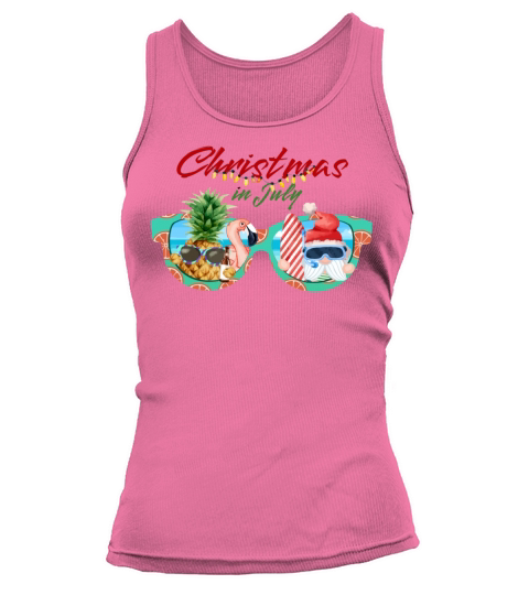 Christmas in July Santa Hat Sunglasses Summer Tank top Woman