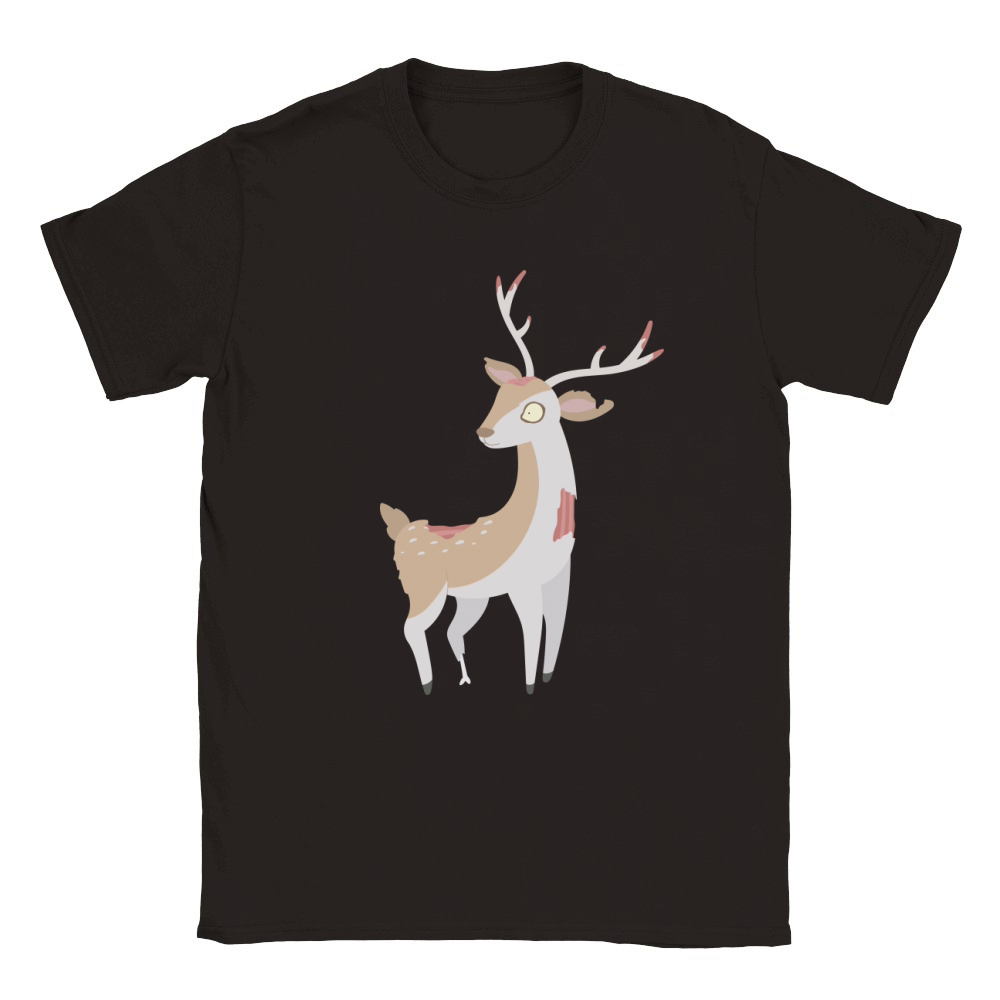 Zombie Deer Cartoon Funny Halloween Zombie Classic Kids Crewneck T-shirt