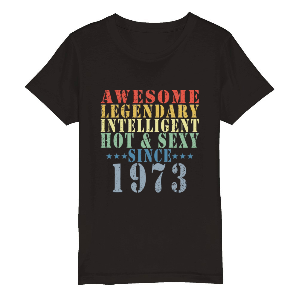 50th Birthday Man June Vintage 1973 Awesome Organic Kids Crewneck T-shirt
