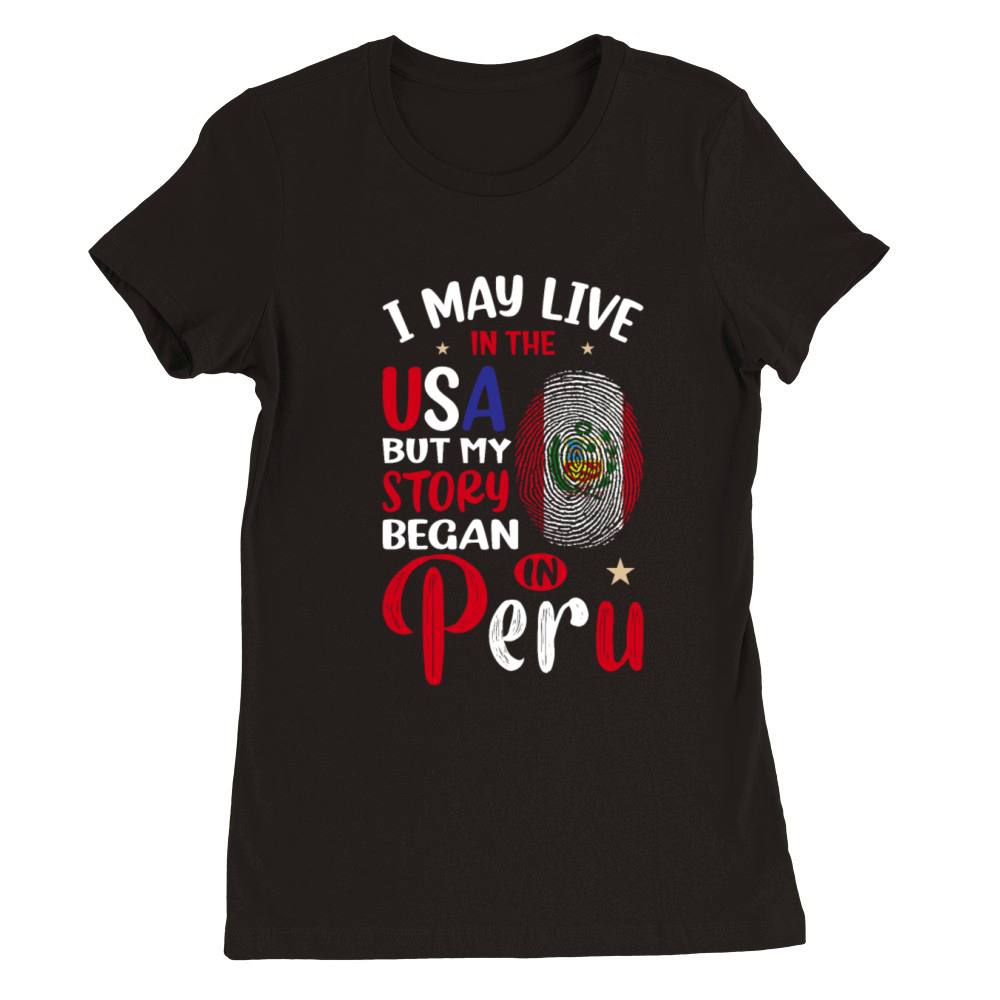 Peruvian American Flag Patriot Roots Premium Womens Crewneck T-shirt