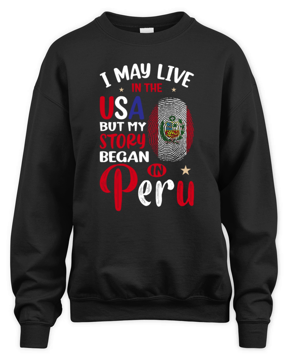 Peruvian American Flag Patriot Roots Unisex Premium Crewneck Sweatshirt