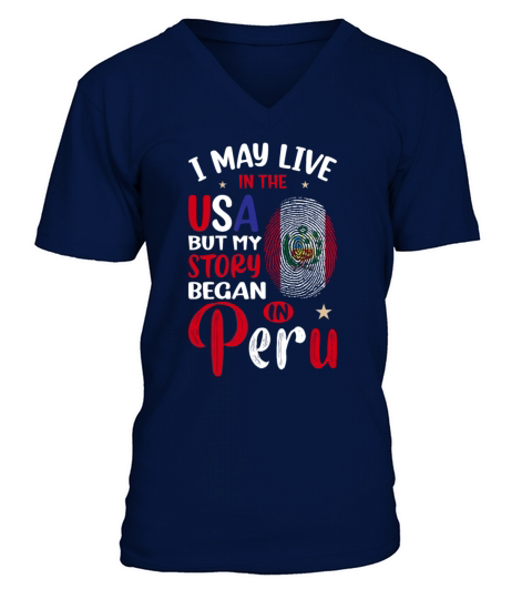 Peruvian American Flag Patriot Roots V-Neck T-shirt