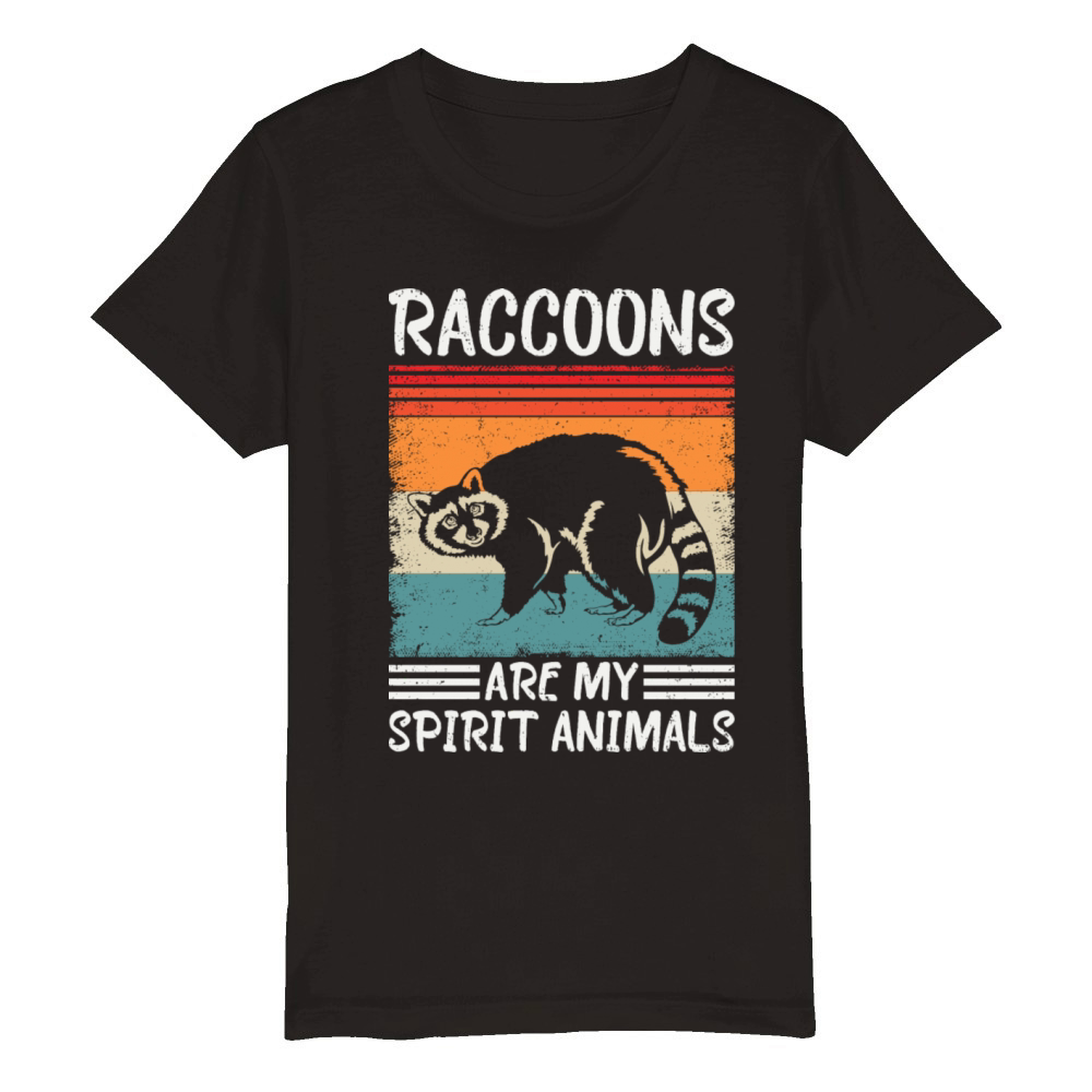 Raccoon Lover My spirit Animal Is A Racoon Retro Organic Kids Crewneck T-shirt