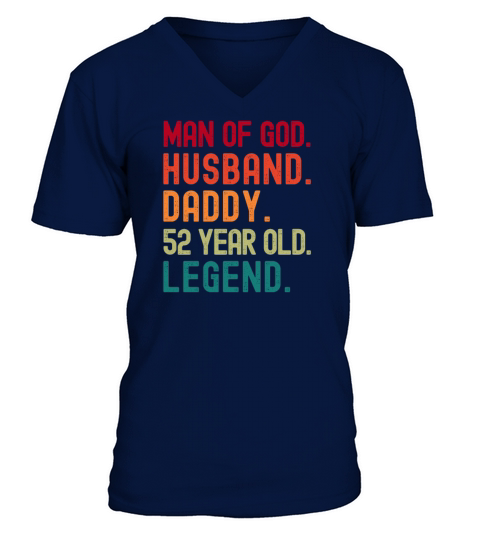 Man of God Husband Dad Funny 52nd Birthday V-Neck T-shirt