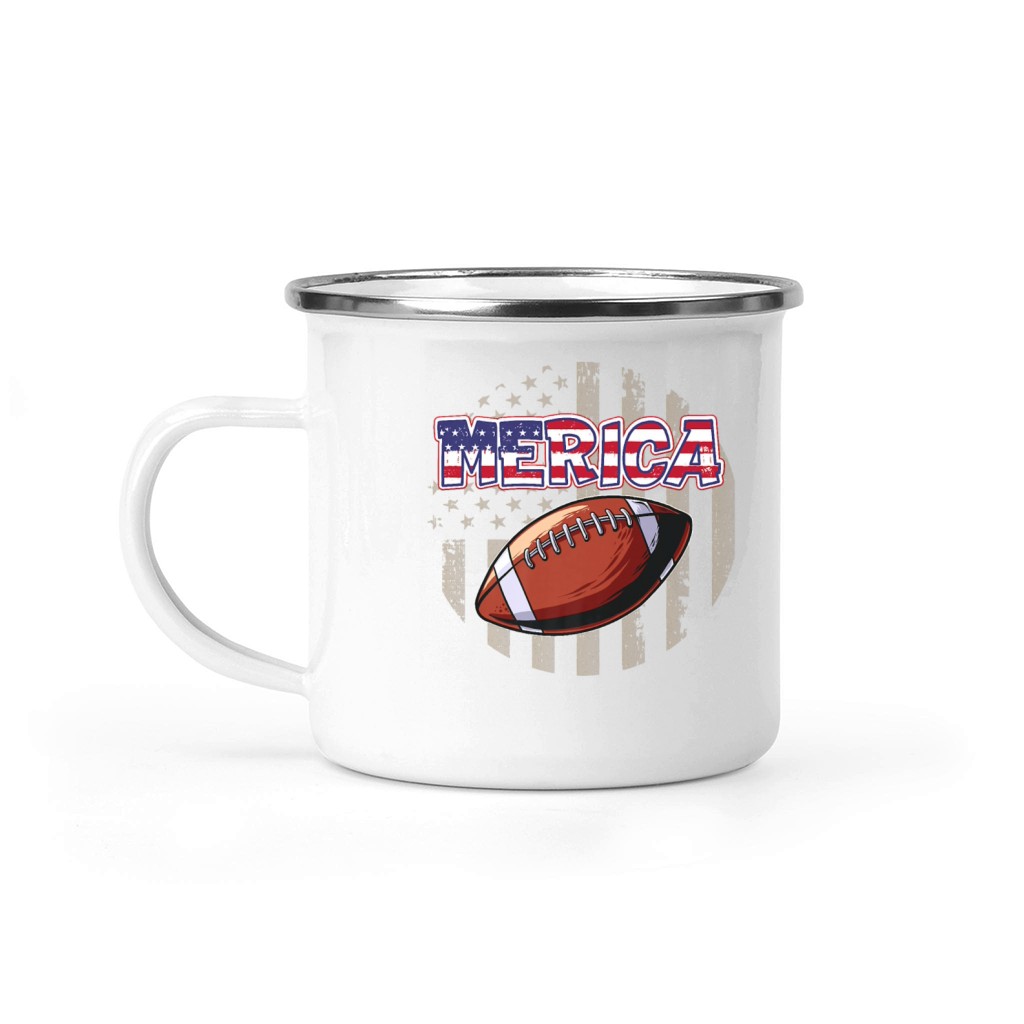 American Football Patriotic 4th of July USA Flag Camping Mug