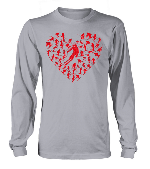 Heart Full Ski Winter Sport Lovers Valentine Gift Long sleeved Unisex