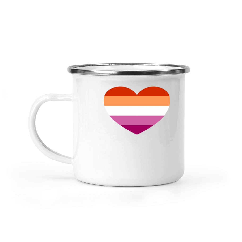 Lesbian Flag Heart LGBTQ Pride Proud Lesbian Flagl Camping Mug