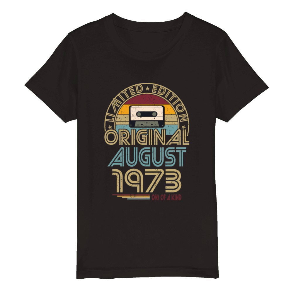 50th birthday august 1973 original 1973 Organic Kids Crewneck T-shirt