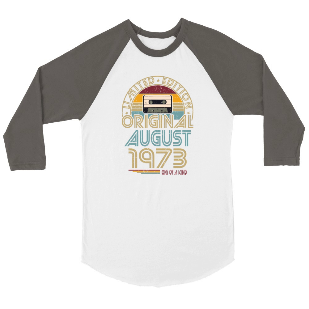 50th birthday august 1973 original 1973 Unisex ¾ sleeve Raglan T-shirt