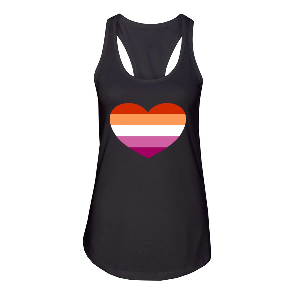 Lesbian Flag Heart LGBTQ Pride Proud Lesbian Flagl Women's Racerback Tank