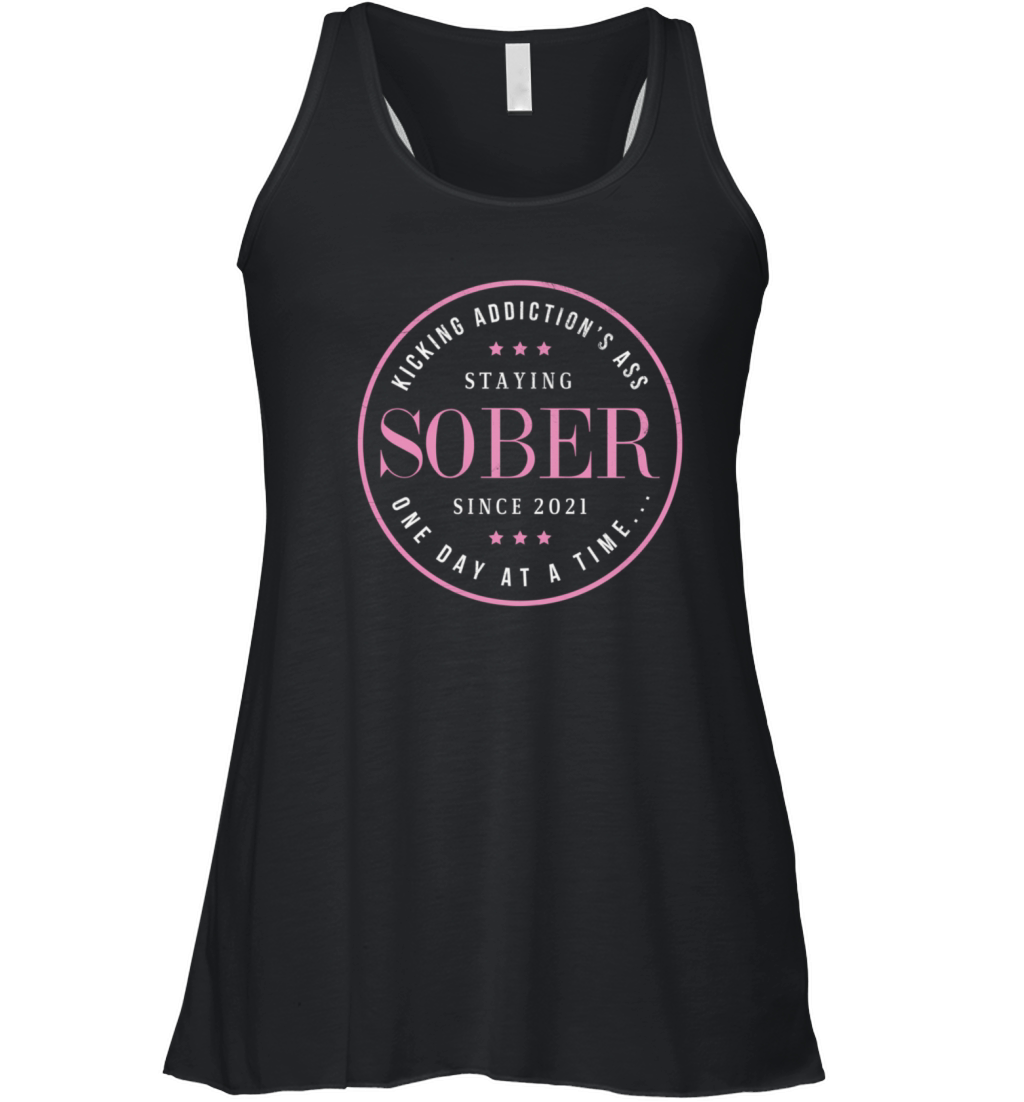 Sober Since 2021 1 Year Sobriety Recovery Quote Fo Women's Flowy Tank Top