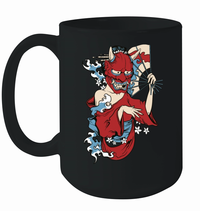 Maiko Geisha girl ONI mask japanese aesthetic Ceramic Mug